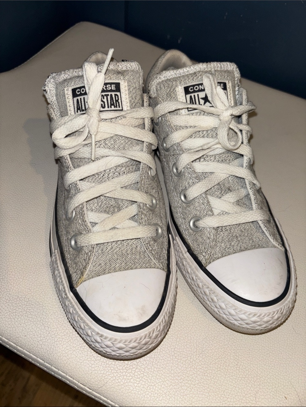 Converse Grey Canvas Low-Top Sneakers with White Laces